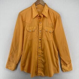 DEE CEE Shirt Mens 15.5 33 Western Dress Pearl Snap Long Sleeve Orange USA VTG